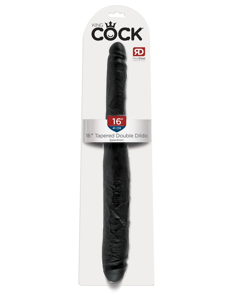 King Cock 16 Tapered - élethű dupla dildó (41cm) - fekete