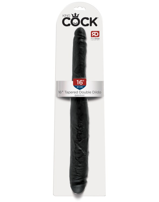 King Cock 16 Tapered - élethű dupla dildó (41cm) - fekete