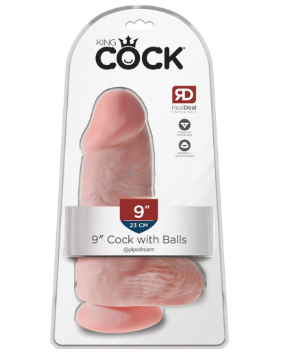 King Cock 9 Chubby - tapadótalpas, herés dildó (23cm) - natúr