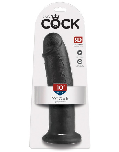 King Cock 10 - nagy tapadótalpas dildó (25cm) - fekete