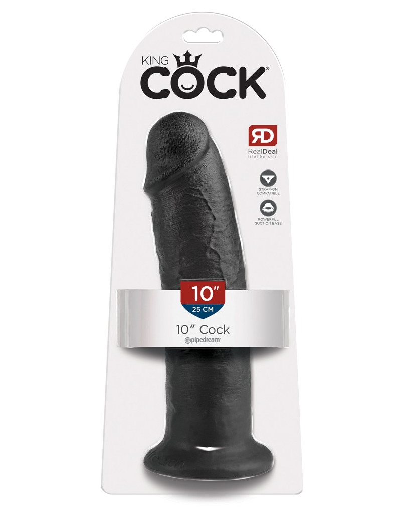 King Cock 10 - nagy tapadótalpas dildó (25cm) - fekete