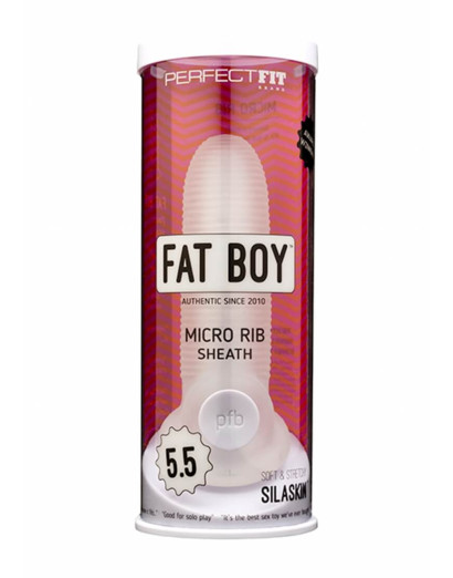 Fat Boy Micro Ribbed - péniszköpeny (15cm) - tejfehér