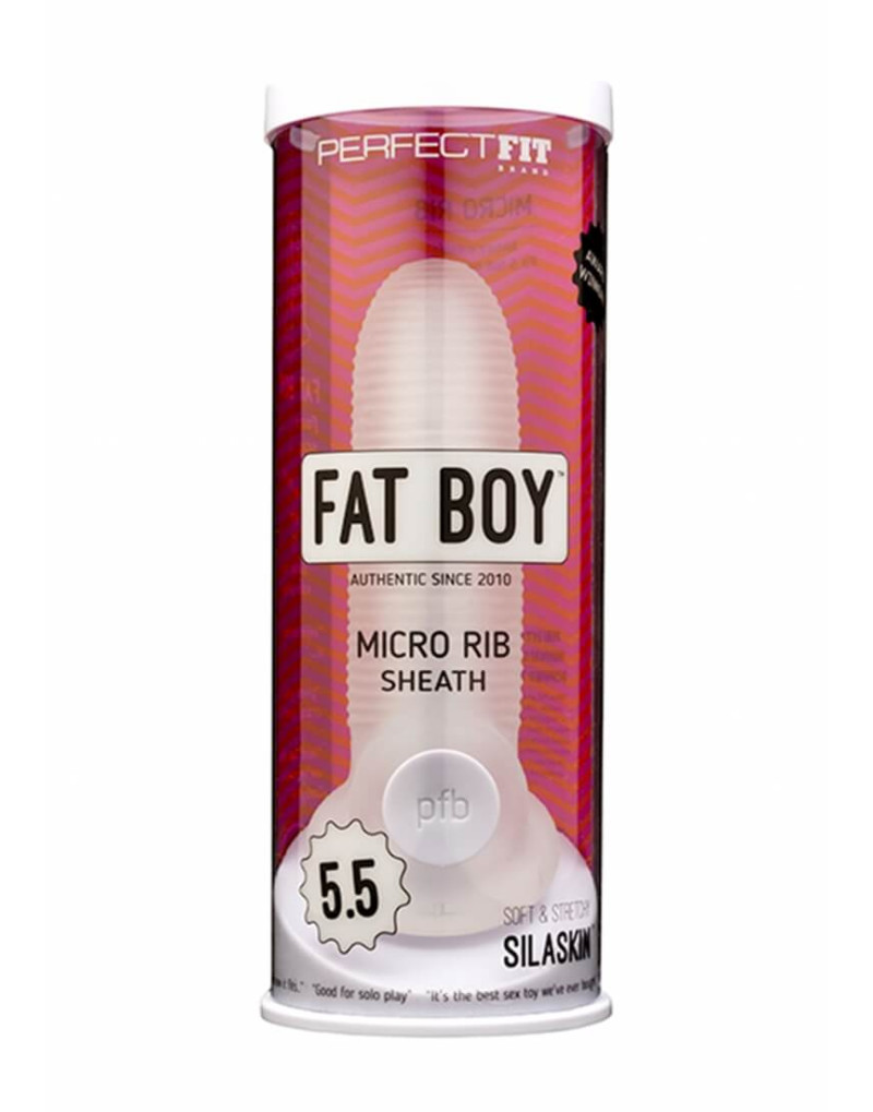 Fat Boy Micro Ribbed - péniszköpeny (15cm) - tejfehér