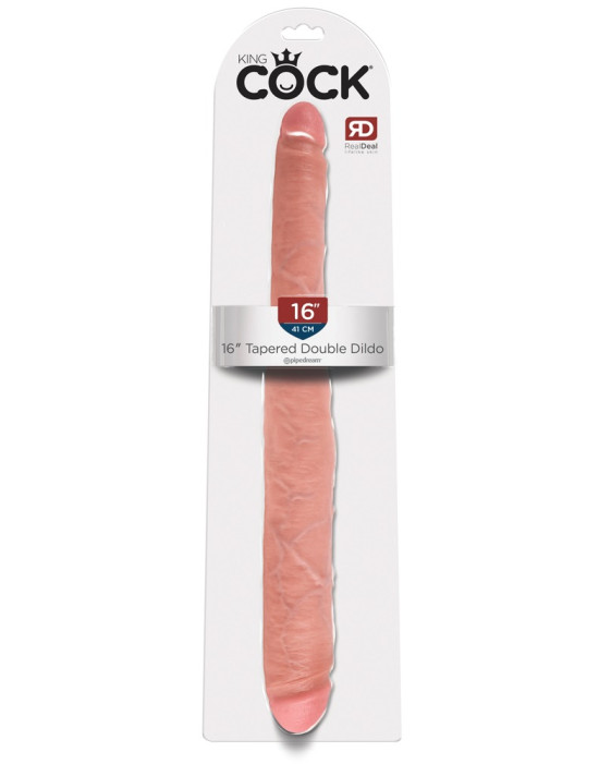 King Cock 16 Tapered - élethű dupla dildó (41cm) - natúr