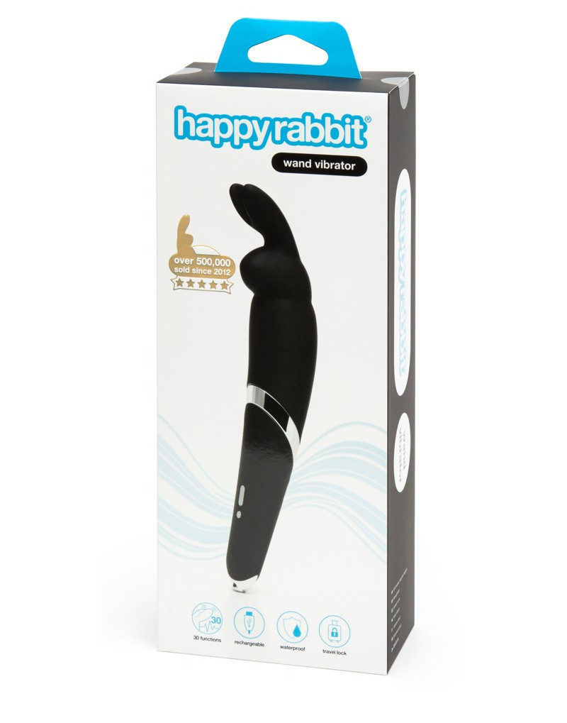 Happyrabbit Wand - akkus, masszírozó vibrátor (fekete)