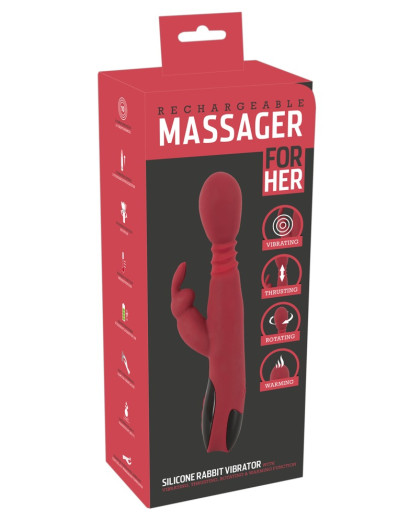 You2Toys Massager - lökő-forgó, melegítős G-pont vibrátor (piros)
