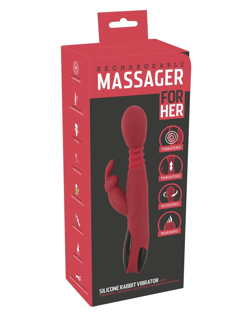 You2Toys Massager - lökő-forgó, melegítős G-pont vibrátor (piros)