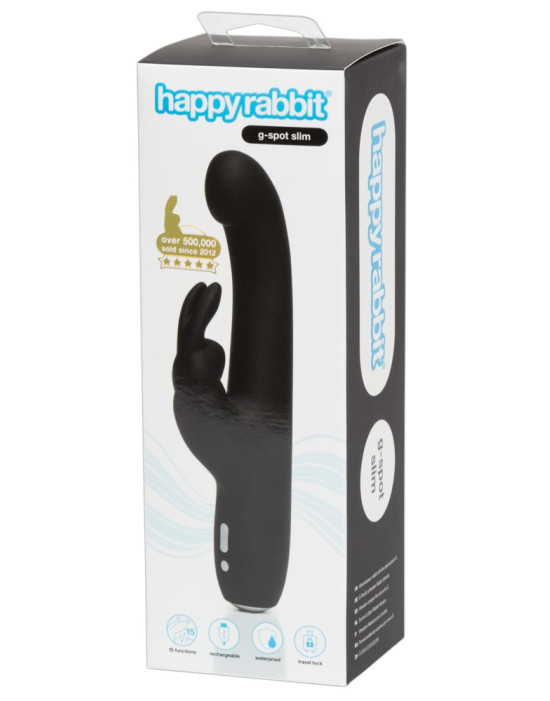 Happyrabbit G-Spot Slim - vízálló, csiklókaros vibrátor (fekete)