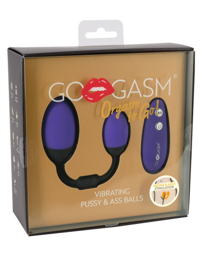GoGasm Pussy & Ass - akkus, rádiós vibrációs tojás duó (lila-fekete)