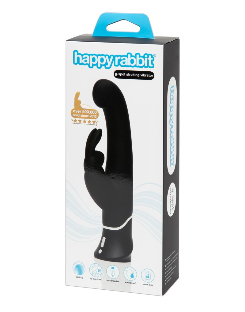 Happyrabbit G-spot - akkus, csiklókaros bólogató vibrátor (fekete)