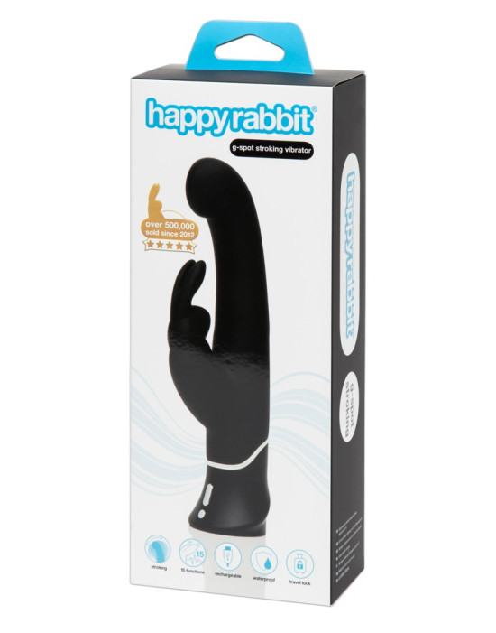 Happyrabbit G-spot - akkus, csiklókaros bólogató vibrátor (fekete)