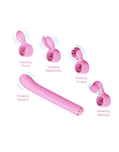 Magic Stick - vibrátor cserélhető csiklókarral (pink)