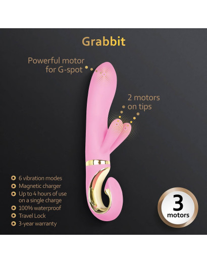 G-Vibe GRabbit - akkus, 3 motoros G-pont vibrátor (pink)