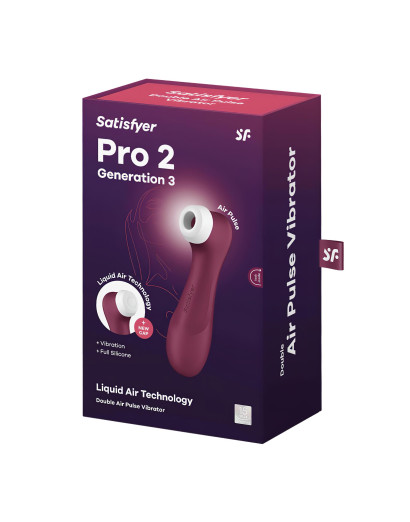 Satisfyer Pro 2 Gen3 - akkus léghullámos csiklóizgató (bordó)