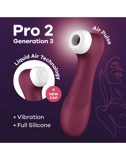 Satisfyer Pro 2 Gen3 - akkus léghullámos csiklóizgató (bordó)