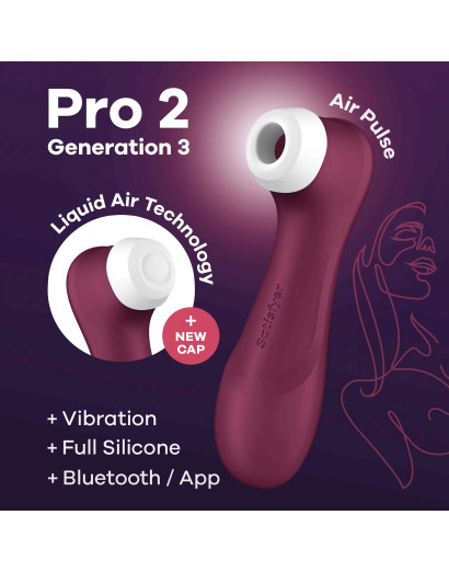 Satisfyer Pro 2 Gen3 - okos léghullámos csiklóizgató (bordó)