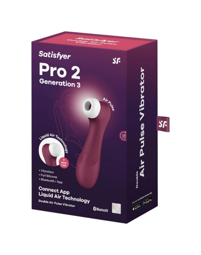 Satisfyer Pro 2 Gen3 - okos léghullámos csiklóizgató (bordó)