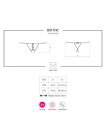 Obsessive 831-THC-1 - apró masnis nyitott csipke tanga (fekete)
