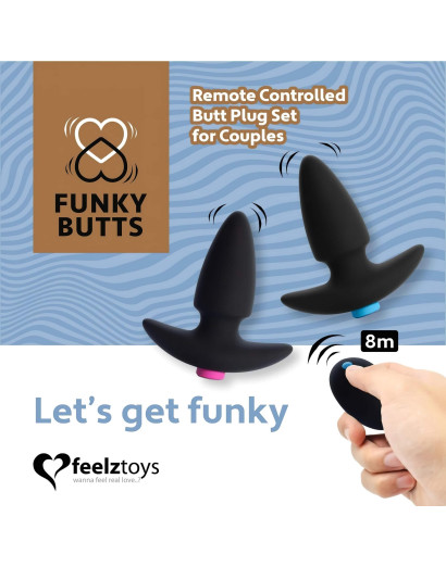 FEELZTOYS Funkybutts - akkus rádiós anál vibrátor szett (fekete)