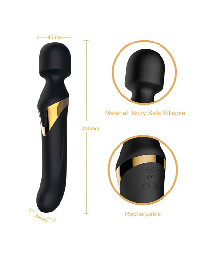 Dorcel Dual Orgasms Gold - akkus, 2in1 masszírozó vibrátor (fekete)