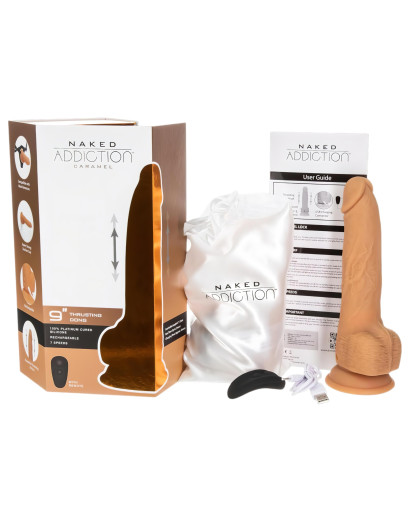 Naked Addiction Thrusting 9 - rádiós, lökő vibrátor - sötét (23cm)