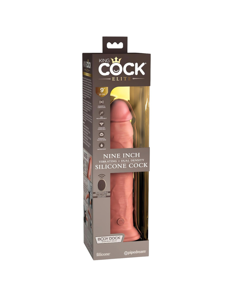 King Cock Elite 9 - tapadótalpas vibrátor 23cm - natúr