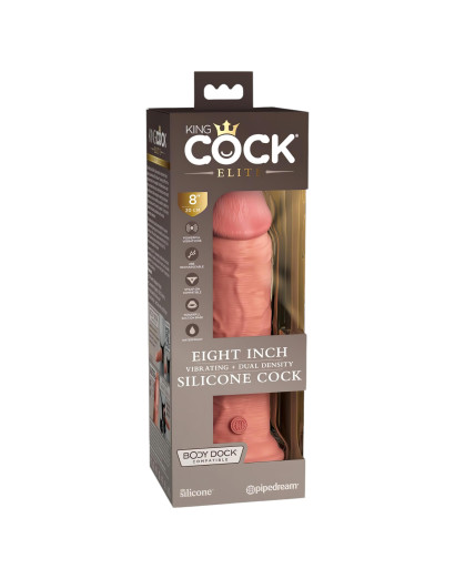 King Cock Elite 8 - tapadótalpas, élethű vibrátor (20cm) - natúr