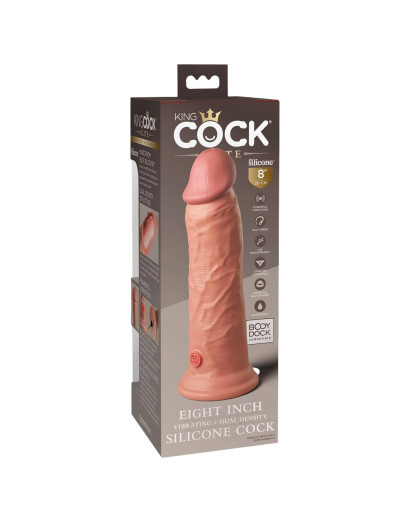 King Cock Elite 8 - tapadótalpas, élethű vibrátor (20cm) - natúr