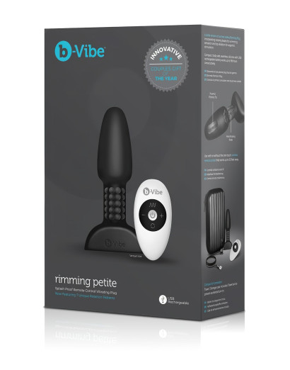 b-Vibe Rimming - forgó gyöngyös anál vibrátor (fekete)