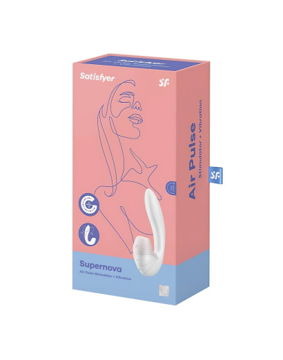 Satisfyer Supernova - akkus, léghullámos 2in1 vibrátor (fehér)