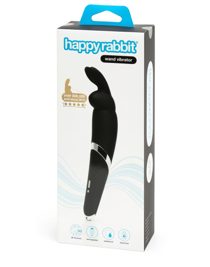 Happyrabbit Wand - akkus, masszírozó vibrátor (fekete)