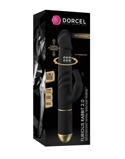 Dorcel Furious Rabbit 2.0 - lökő csiklókaros vibrátor (fekete)