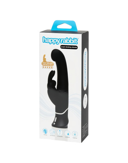 Happyrabbit G-spot - akkus, csiklókaros bólogató vibrátor (fekete)