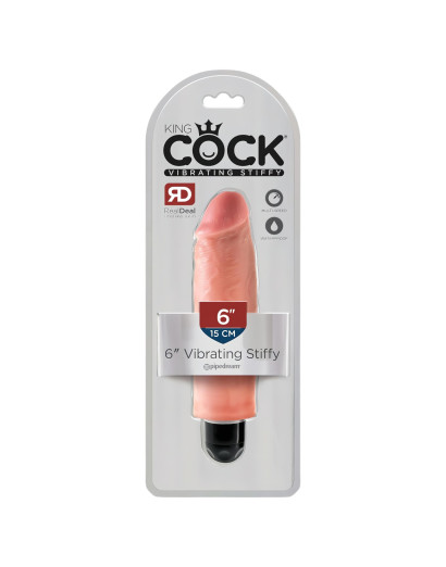 King Cock 6 Stiffy - vízálló, élethű vibrátor (15cm) - natúr