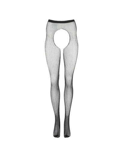 Cottelli Legwear - nyitott, csillogó necc harisnya - fekete (S-L)