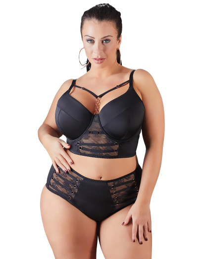 / Cottelli Plus Size - pántos-csipkés melltartó (fekete)