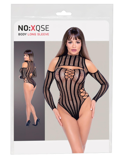 NO:XQSE - hosszú ujjú necc body - fekete (S-L)