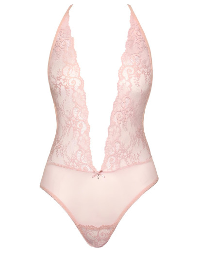 Kissable - mélyen dekoltált csipke body (pink)