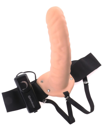 Fetish Strap-On 8 - felcsatolható, üreges vibrátor (natúr)