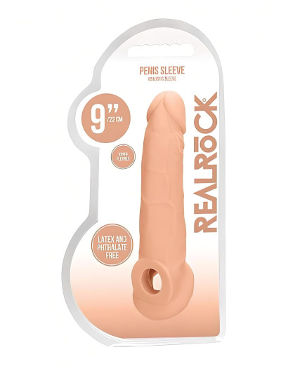 RealRock Penis Sleeve 9 - péniszköpeny (21,5cm) - natúr