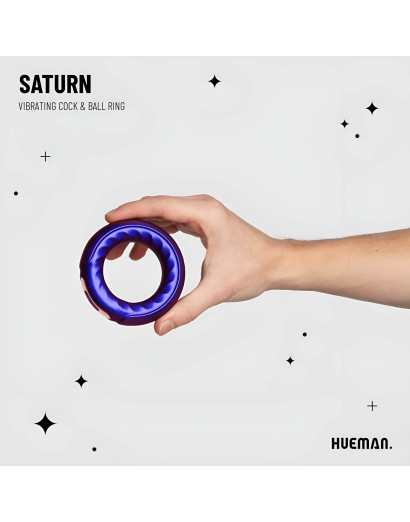 Hueman Saturn - akkus, vízálló vibrációs péniszgyűrű (lila)