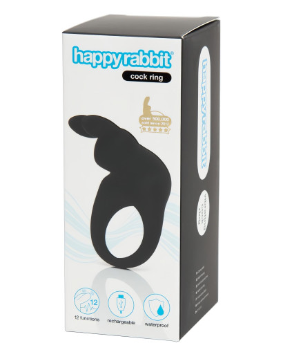 Happyrabbit Cock - akkus vibrációs péniszgyűrű (fekete)