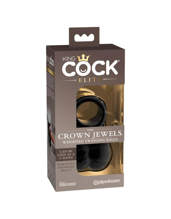 King Cock Elite Crown Jewels - lengőhere, péniszfeltét (fekete)