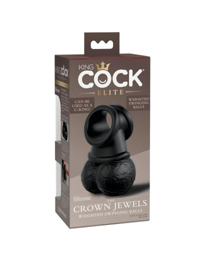 King Cock Elite Crown Jewels - lengőhere, péniszfeltét (fekete)