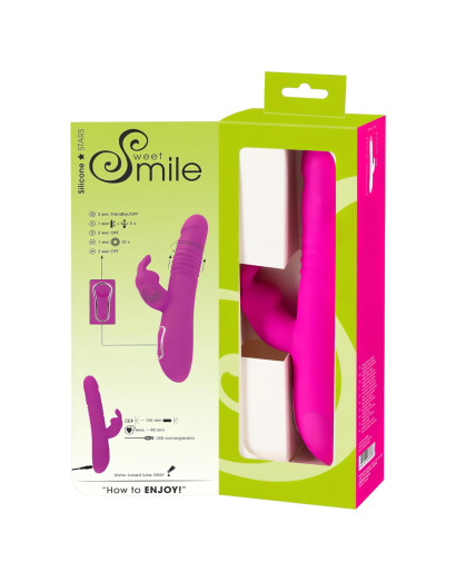 SMILE Rabbit - akkus, csiklókaros lökő-forgó vibrátor (pink)