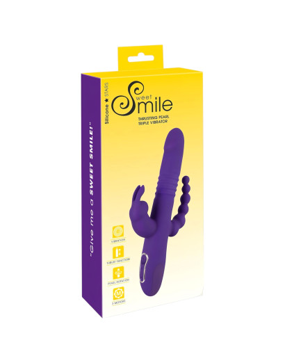 SMILE Triple - akkus, tripla karos, forgó-lökő vibrátor (lila)