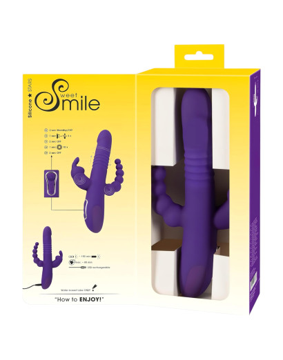 SMILE Triple - akkus, tripla karos, forgó-lökő vibrátor (lila)