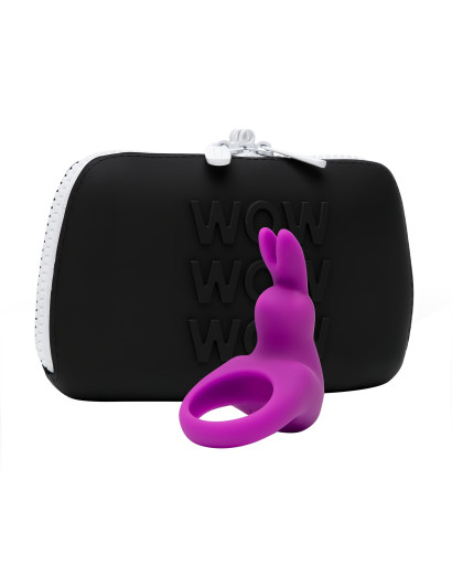 Happyrabbit Cock Kit - vibrációs péniszgyűrű tárolótáskával (lila)