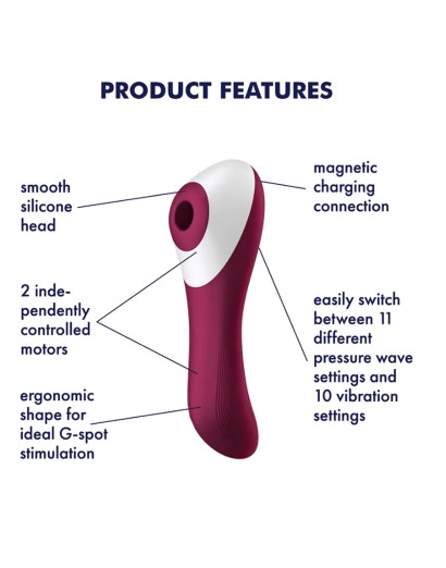 Satisfyer Dual Crush - akkus hüvelyi és csiklóvibrátor (piros)