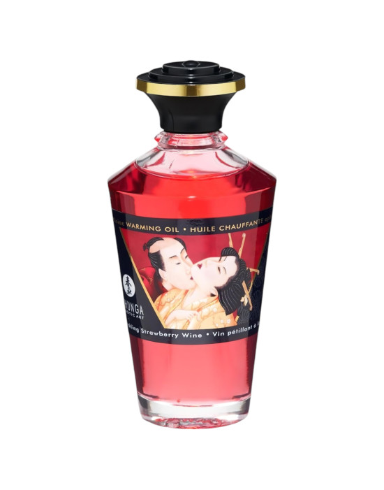 Shunga - melegítő masszázsolaj - pezsgő-eper (100ml)